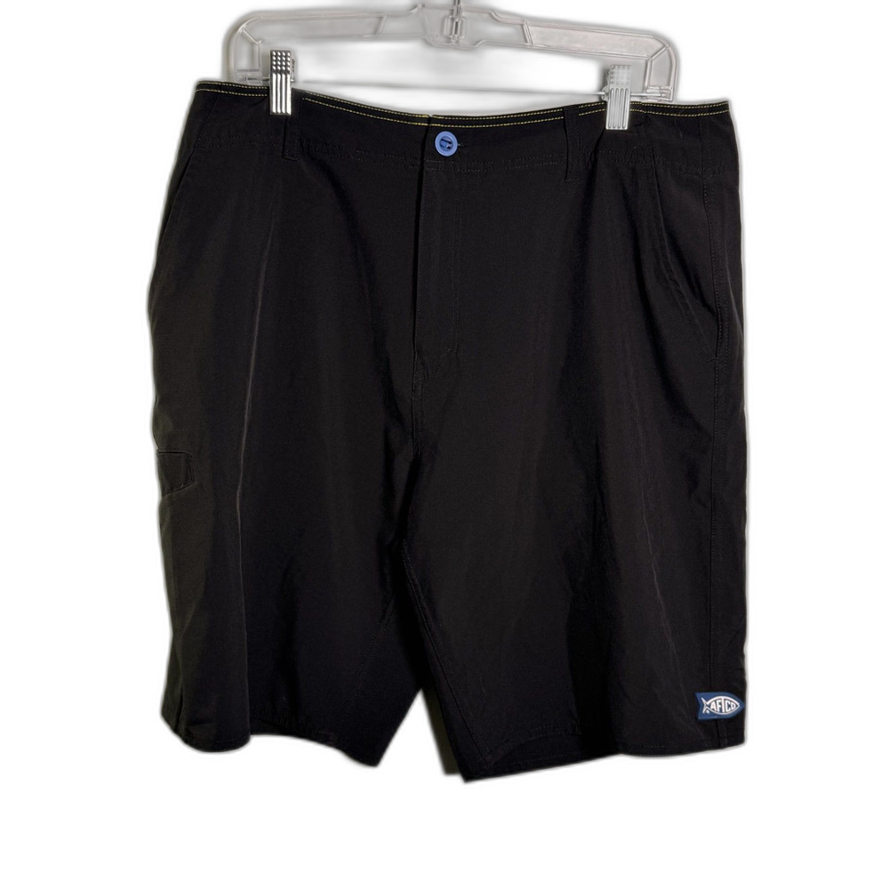 Aftco Mens Fishing Shorts Outdoor Hiking Pockets Size 34 Black